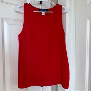 Red Tank Top Scoop Neck with Scalloped Detail - S